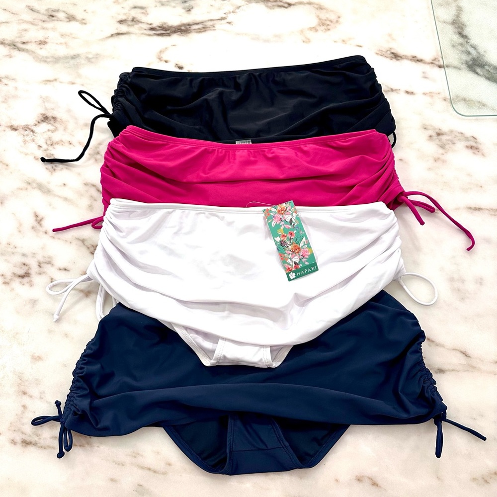 Hapari - 4 - Swim Skirt Bottoms in Black, Hot Pink, White & Navy